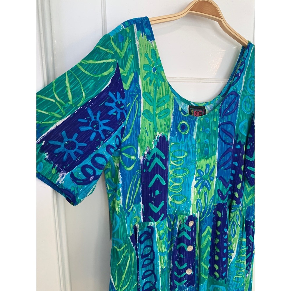 Vintage Big Hed Designs Beach House Dress Caribbean Hawaiian 90s Y2K / Size M - Picture 4 of 14
